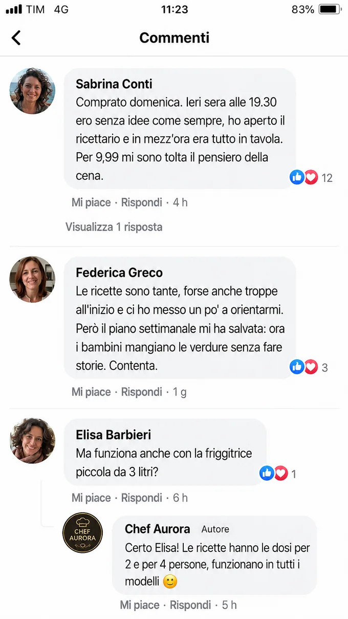 Commenti delle clienti su Facebook